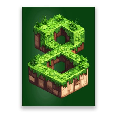 Fun 8th Birthday Number 8 Video Gamer Pixel Themed Bday Boy Poster