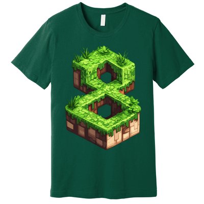 Fun 8th Birthday Number 8 Video Gamer Pixel Themed Bday Boy Premium T-Shirt