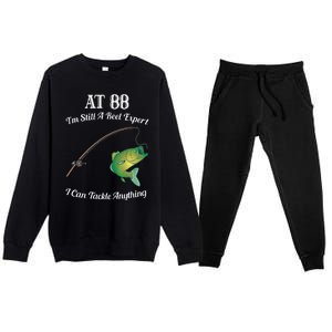 Funny 88th Birthday Gift 88YearOld Fisherman Fishing Premium Crewneck Sweatsuit Set