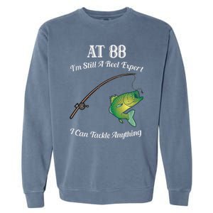 Funny 88th Birthday Gift 88YearOld Fisherman Fishing Garment-Dyed Sweatshirt