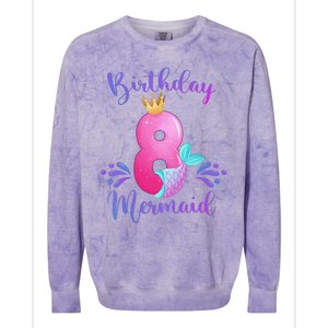 Funny 8th Birthday Mermaid Birthday Party 8 Years Old Fish Colorblast Crewneck Sweatshirt