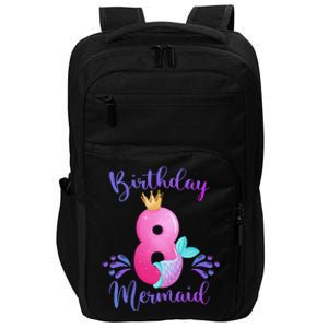 Funny 8th Birthday Mermaid Birthday Party 8 Years Old Fish Impact Tech Backpack