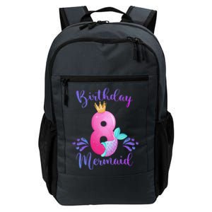 Funny 8th Birthday Mermaid Birthday Party 8 Years Old Fish Daily Commute Backpack