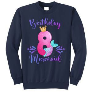 Funny 8th Birthday Mermaid Birthday Party 8 Years Old Fish Sweatshirt