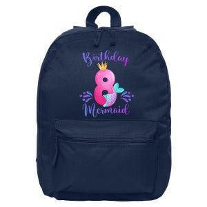 Funny 8th Birthday Mermaid Birthday Party 8 Years Old Fish 16 in Basic Backpack