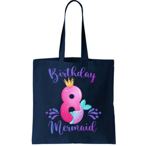 Funny 8th Birthday Mermaid Birthday Party 8 Years Old Fish Tote Bag