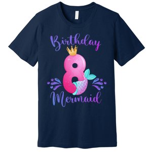 Funny 8th Birthday Mermaid Birthday Party 8 Years Old Fish Premium T-Shirt