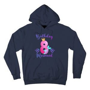 Funny 8th Birthday Mermaid Birthday Party 8 Years Old Fish Tall Hoodie