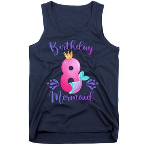 Funny 8th Birthday Mermaid Birthday Party 8 Years Old Fish Tank Top