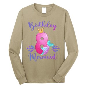 Funny 8th Birthday Mermaid Birthday Party 8 Years Old Fish Long Sleeve Shirt