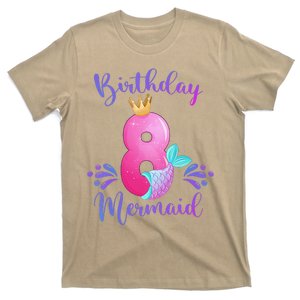 Funny 8th Birthday Mermaid Birthday Party 8 Years Old Fish T-Shirt