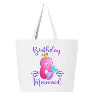 Funny 8th Birthday Mermaid Birthday Party 8 Years Old Fish 25L Jumbo Tote