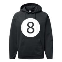 Funny 8 Ball Magic Eight Ball Billiards Pool Black Performance Fleece Hoodie