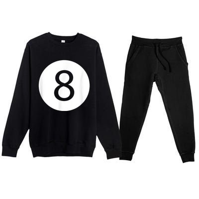 Funny 8 Ball Magic Eight Ball Billiards Pool Black Premium Crewneck Sweatsuit Set