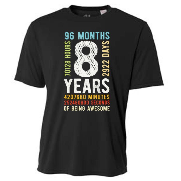 Funny 8th Birthday 8 Years Old Vintage Retro 96 Months Cooling Performance Crew T-Shirt