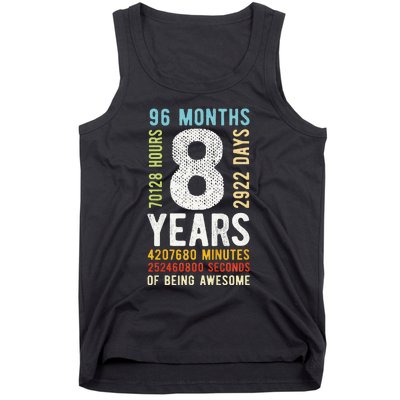 Funny 8th Birthday 8 Years Old Vintage Retro 96 Months Tank Top