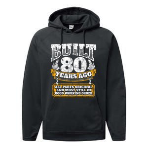 Funny 80th Birthday Shirt B-Day Gift Saying Age 80 Year Joke Performance Fleece Hoodie