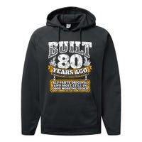 Funny 80th Birthday Shirt B-Day Gift Saying Age 80 Year Joke Performance Fleece Hoodie