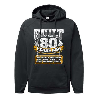 Funny 80th Birthday Shirt B-Day Gift Saying Age 80 Year Joke Performance Fleece Hoodie