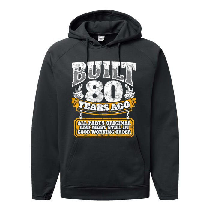 Funny 80th Birthday Shirt B-Day Gift Saying Age 80 Year Joke Performance Fleece Hoodie