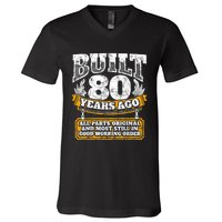 Funny 80th Birthday Shirt B-Day Gift Saying Age 80 Year Joke V-Neck T-Shirt