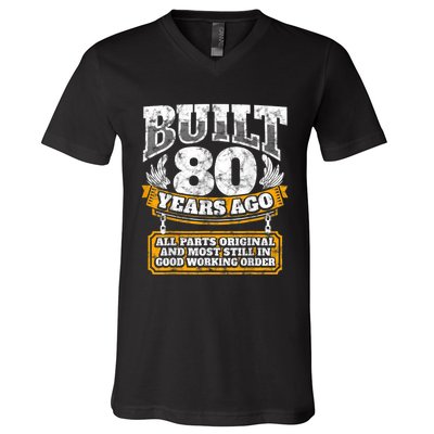 Funny 80th Birthday Shirt B-Day Gift Saying Age 80 Year Joke V-Neck T-Shirt