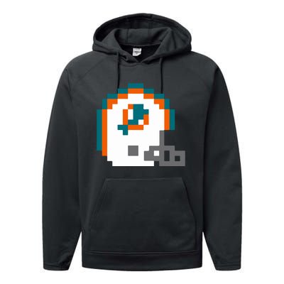 Funny 8 Bit Miami Helmet Gift For Dolphins Sport Performance Fleece Hoodie