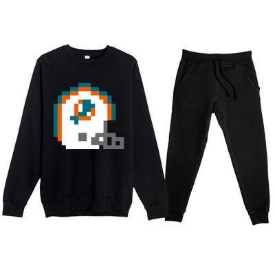 Funny 8 Bit Miami Helmet Gift For Dolphins Sport Premium Crewneck Sweatsuit Set