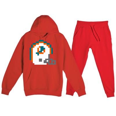 Funny 8 Bit Miami Helmet Gift For Dolphins Sport Premium Hooded Sweatsuit Set