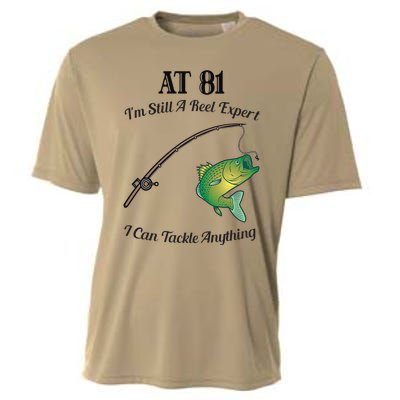 Funny 81st Birthday Gift 81YearOld Fisherman Fishing Cooling Performance Crew T-Shirt