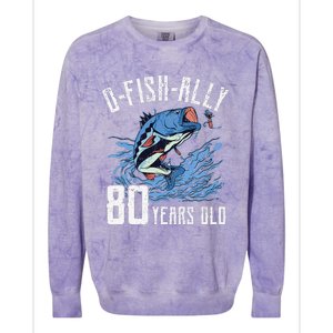 Fishing 80th Birthday OFishAlly 80 Year Old Angler Colorblast Crewneck Sweatshirt