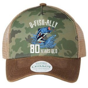 Fishing 80th Birthday OFishAlly 80 Year Old Angler Legacy Tie Dye Trucker Hat