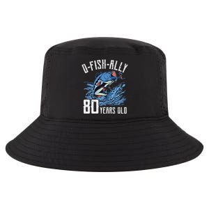 Fishing 80th Birthday OFishAlly 80 Year Old Angler Cool Comfort Performance Bucket Hat