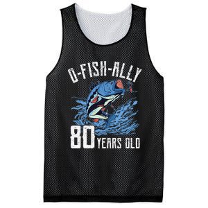 Fishing 80th Birthday OFishAlly 80 Year Old Angler Mesh Reversible Basketball Jersey Tank