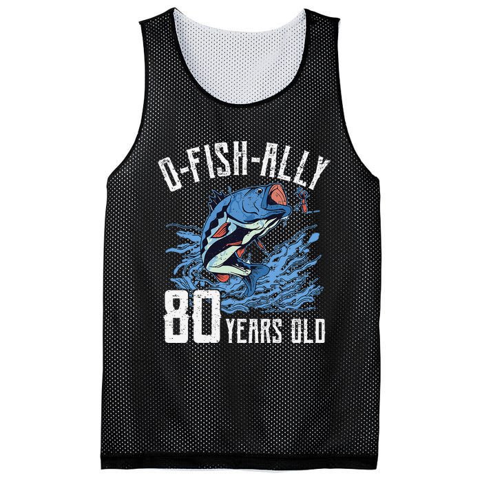 Fishing 80th Birthday OFishAlly 80 Year Old Angler Mesh Reversible Basketball Jersey Tank