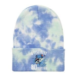 Fishing 80th Birthday OFishAlly 80 Year Old Angler Tie Dye 12in Knit Beanie