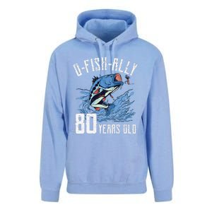 Fishing 80th Birthday OFishAlly 80 Year Old Angler Unisex Surf Hoodie