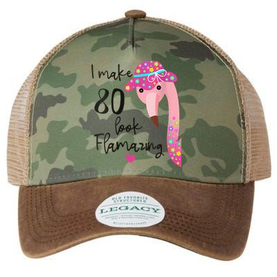 Flamingo 80th Birthday 80 Years Old Eighty Legacy Tie Dye Trucker Hat