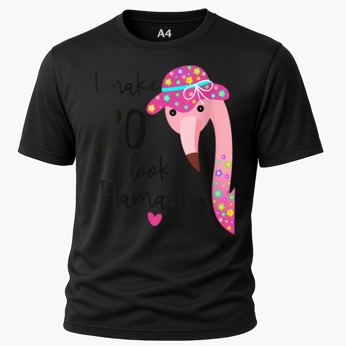 Flamingo 80th Birthday 80 Years Old Eighty Cooling Performance Crew T-Shirt