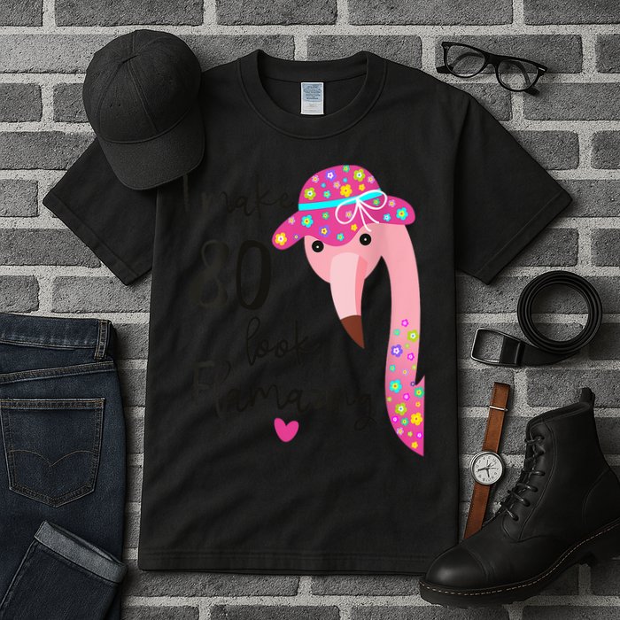 Flamingo 80th Birthday 80 Years Old Eighty Tall T-Shirt