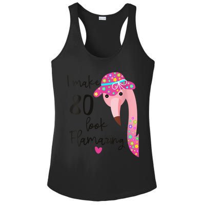 Flamingo 80th Birthday 80 Years Old Eighty Ladies PosiCharge Competitor Racerback Tank