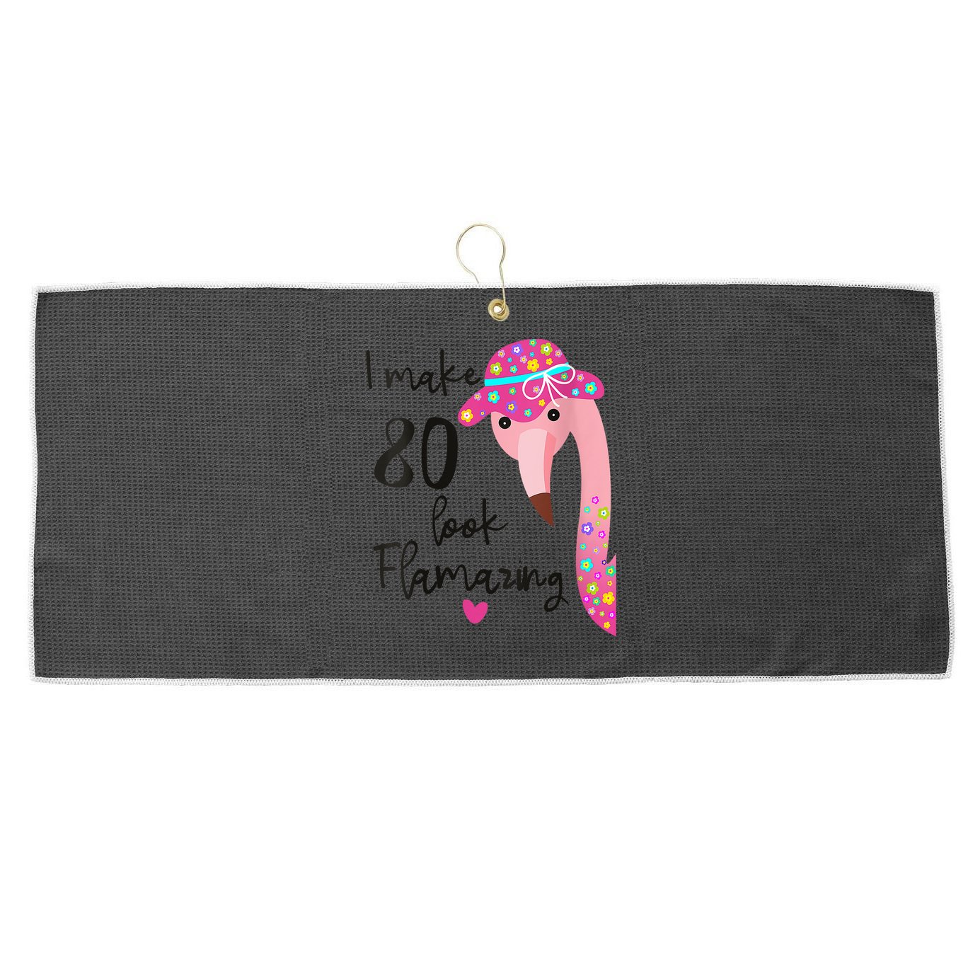Flamingo 80th Birthday 80 Years Old Eighty Large Microfiber Waffle Golf Towel