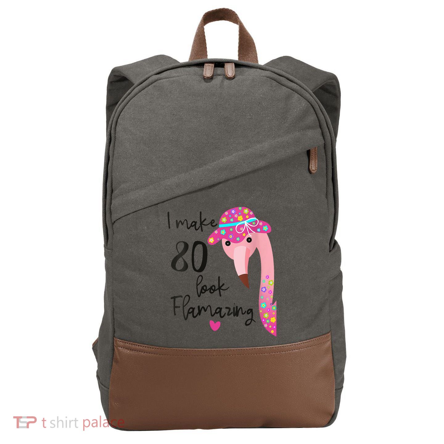 Flamingo 80th Birthday 80 Years Old Eighty Cotton Canvas Backpack