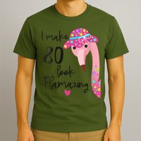 Flamingo 80th Birthday 80 Years Old Eighty T-Shirt
