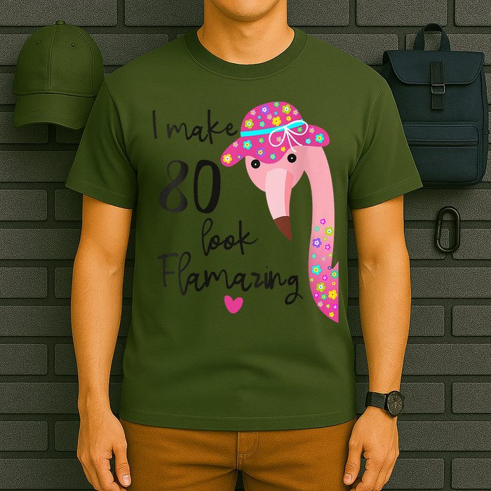 Flamingo 80th Birthday 80 Years Old Eighty T-Shirt
