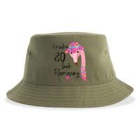 Flamingo 80th Birthday 80 Years Old Eighty Sustainable Bucket Hat
