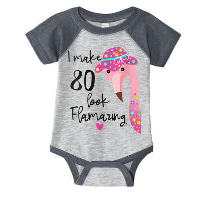 Flamingo 80th Birthday 80 Years Old Eighty Infant Baby Jersey Bodysuit