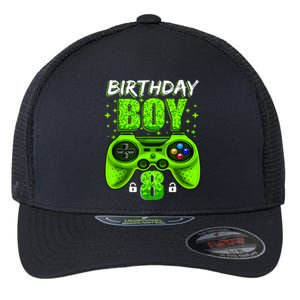 Funny 8th Birthday Boy Video Games 8 Year Old Flexfit Unipanel Trucker Cap