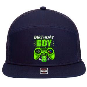 Funny 8th Birthday Boy Video Games 8 Year Old 7 Panel Mesh Trucker Snapback Hat