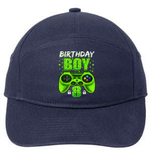 Funny 8th Birthday Boy Video Games 8 Year Old 7-Panel Snapback Hat